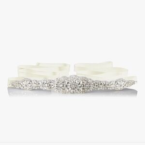 Bridal Crystal Rhinestone Wedding Dress Sash Belt Ribbon Ivory